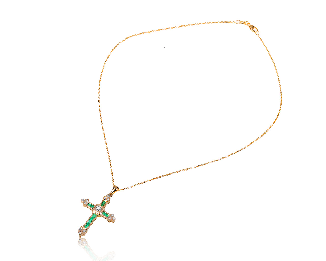 Безупречный золотой кулон с изумрудами 0.61ct