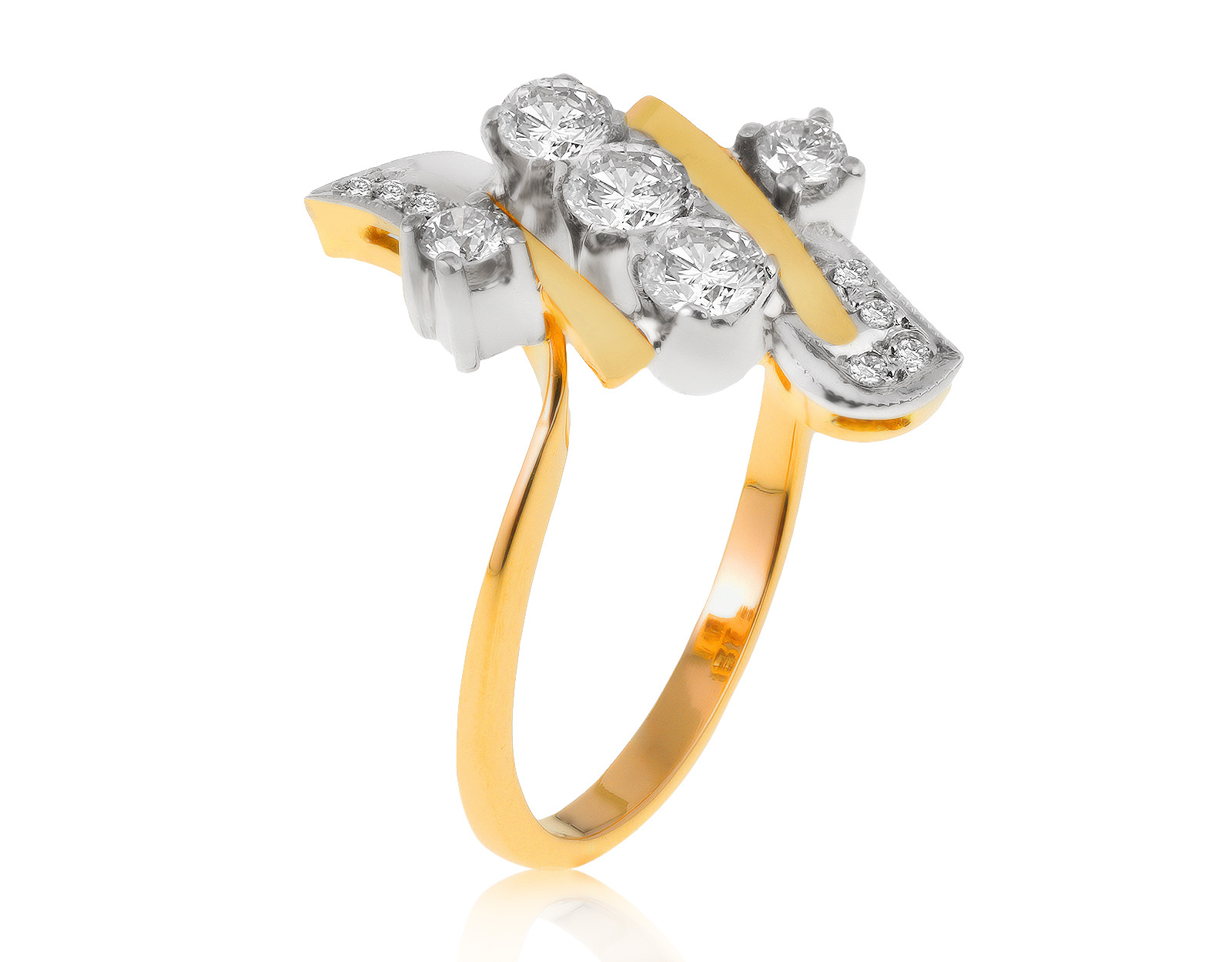 Винтажное золотое кольцо с бриллиантами 0.95ct СССР
