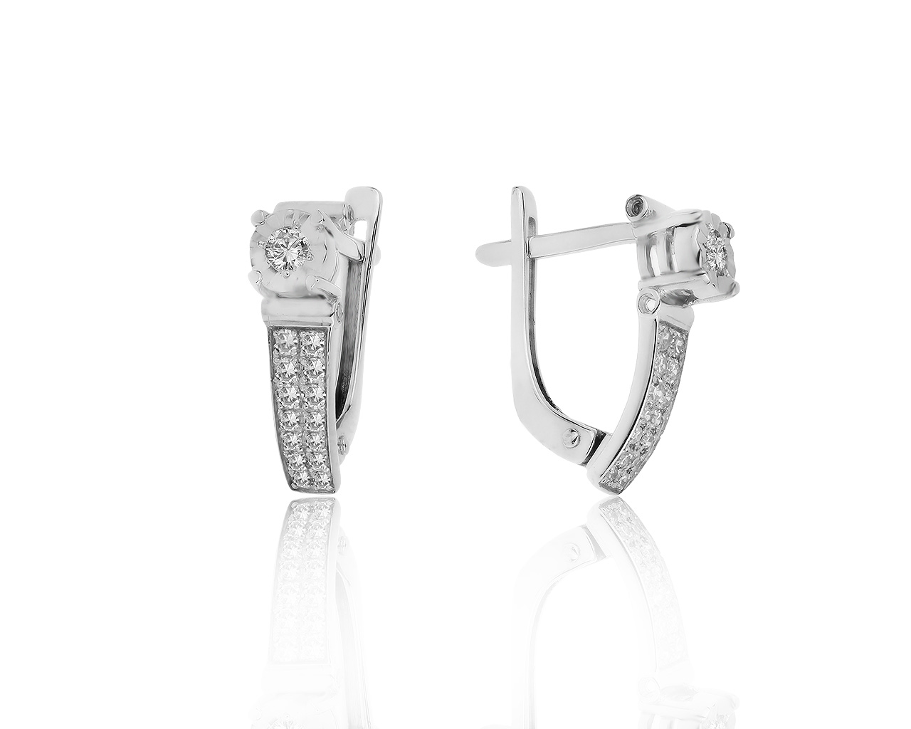 Роскошные золотые серьги с бриллиантами 0.28ct