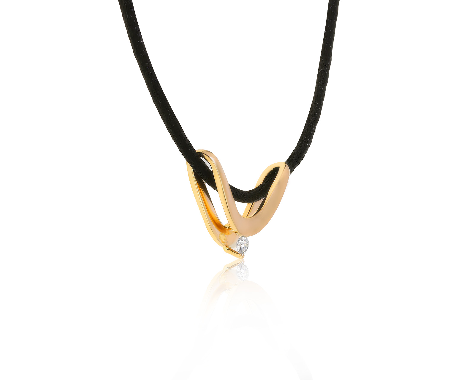 Модный золотой кулон с бриллиантом 0.16ct