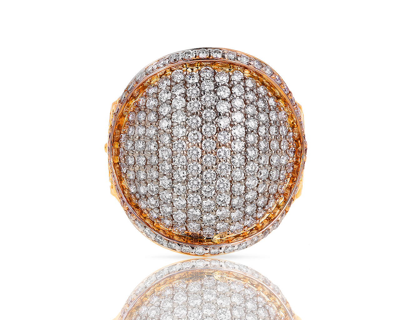 Роскошное золотое кольцо с бриллиантами 2.50ct