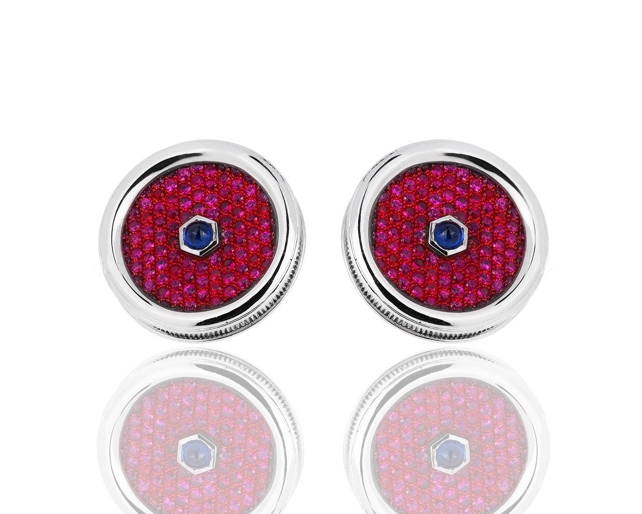 Солидные золотые запонки с сапфирами и рубинами Zegg&Cerlati 251018/11