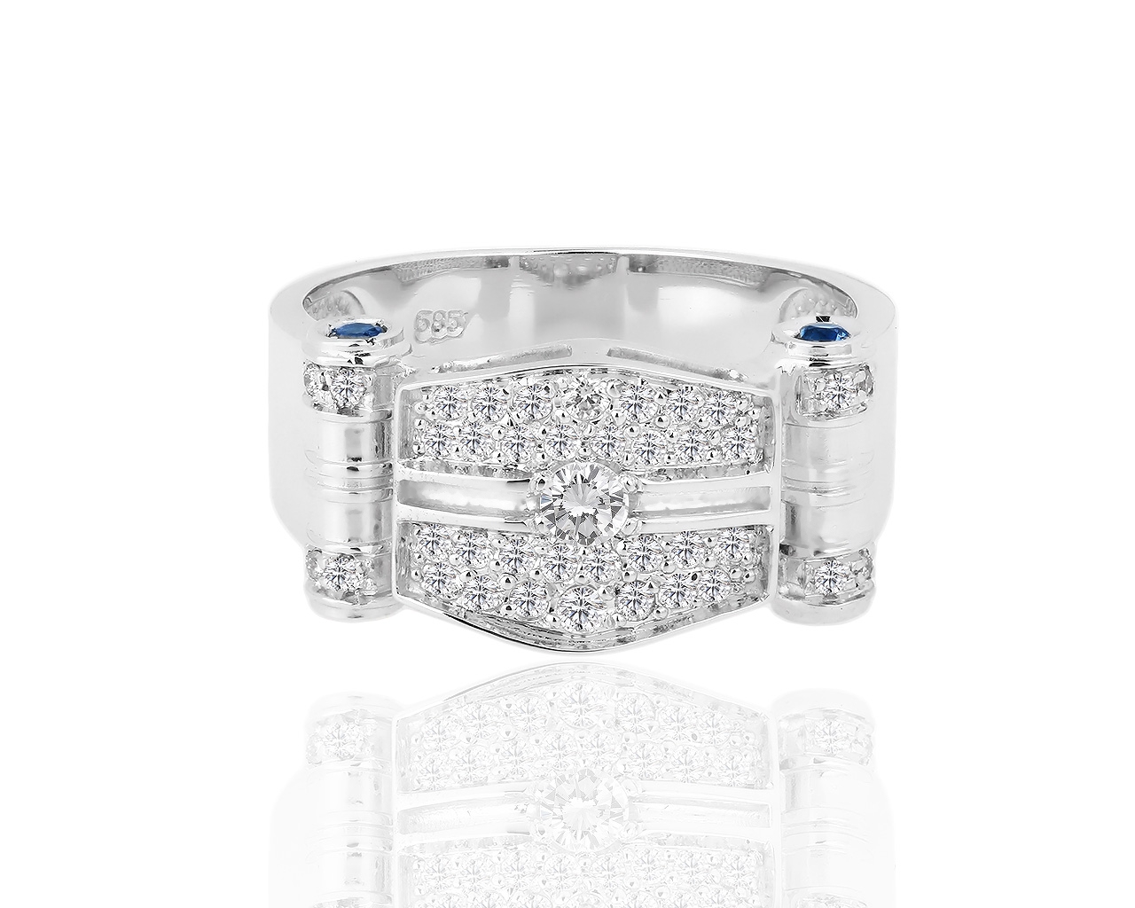 Золотое кольцо с сапфирами 0.15ct и бриллиантами 0.57ct 110119/2 Золотое кольцо с сапфирами 0.15ct и бриллиантами 0.57ct 110119/2