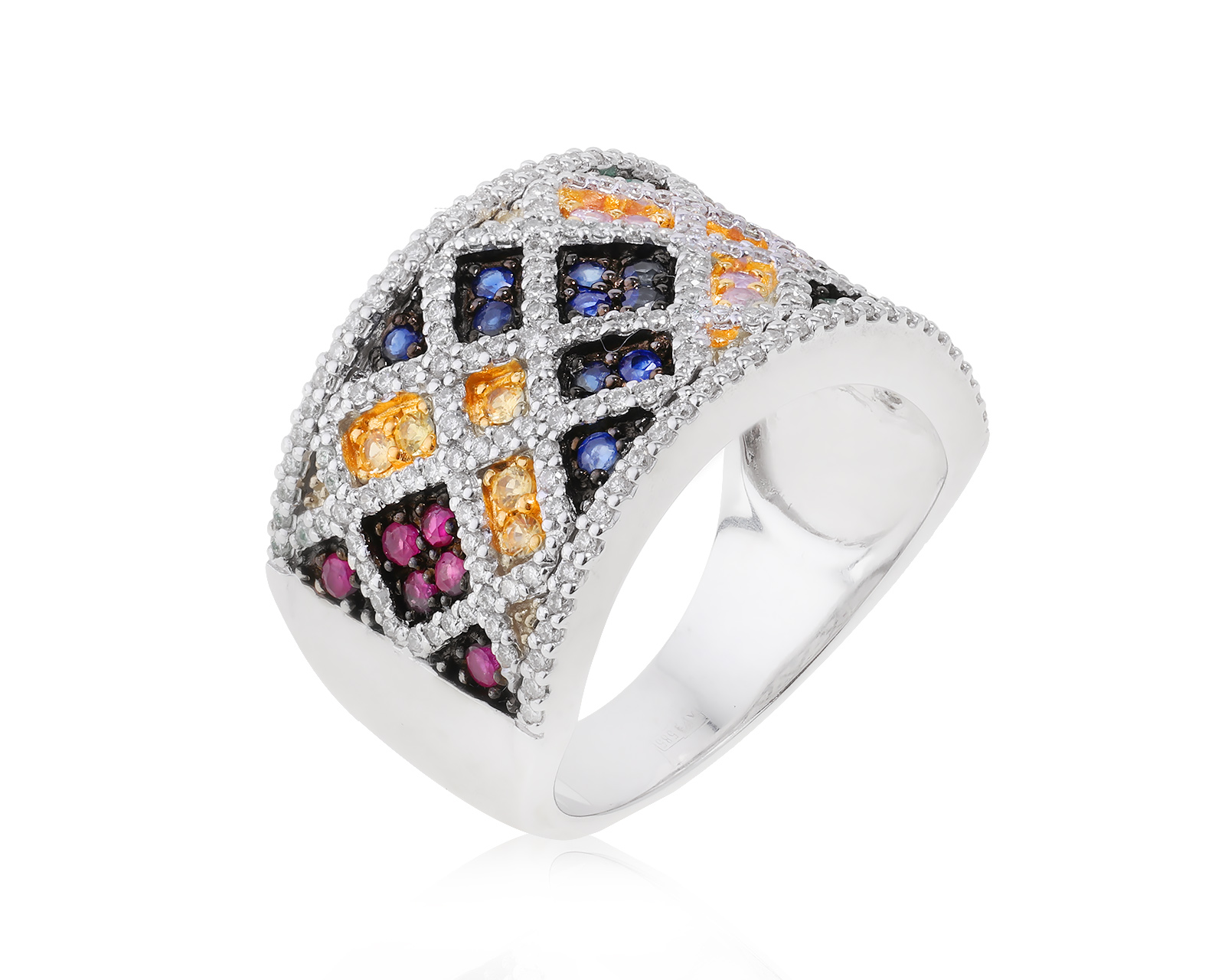 Золотое кольцо с цветными камнями 0.66ct 240523/13