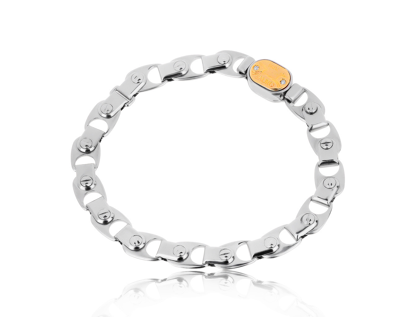 Оригинальный стальной браслет с бриллиантами 0.02ct Sauro 020720/28