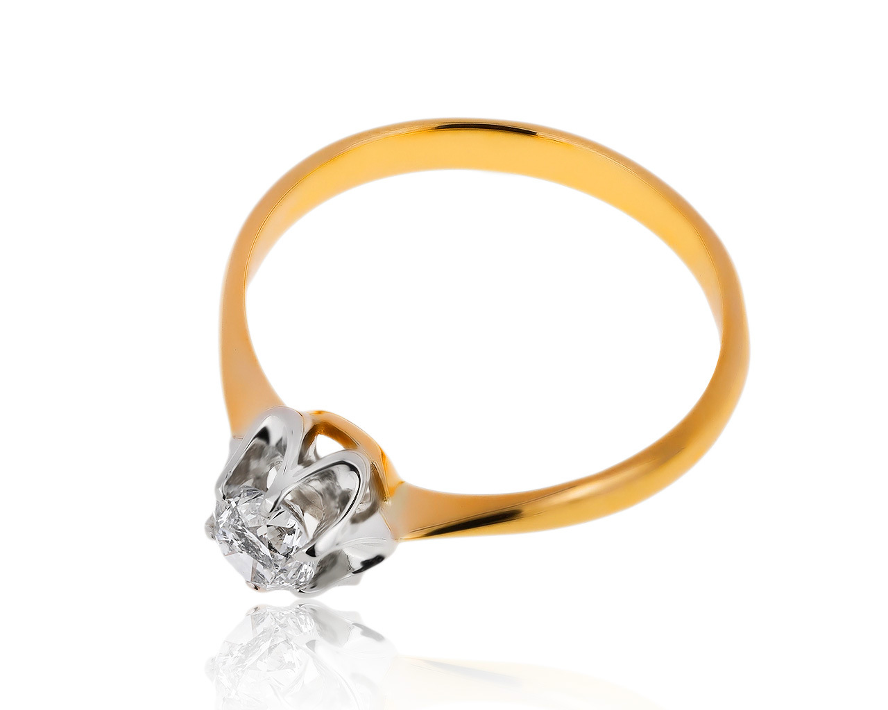 Нарядное золотое кольцо с бриллиантом 0.52ct