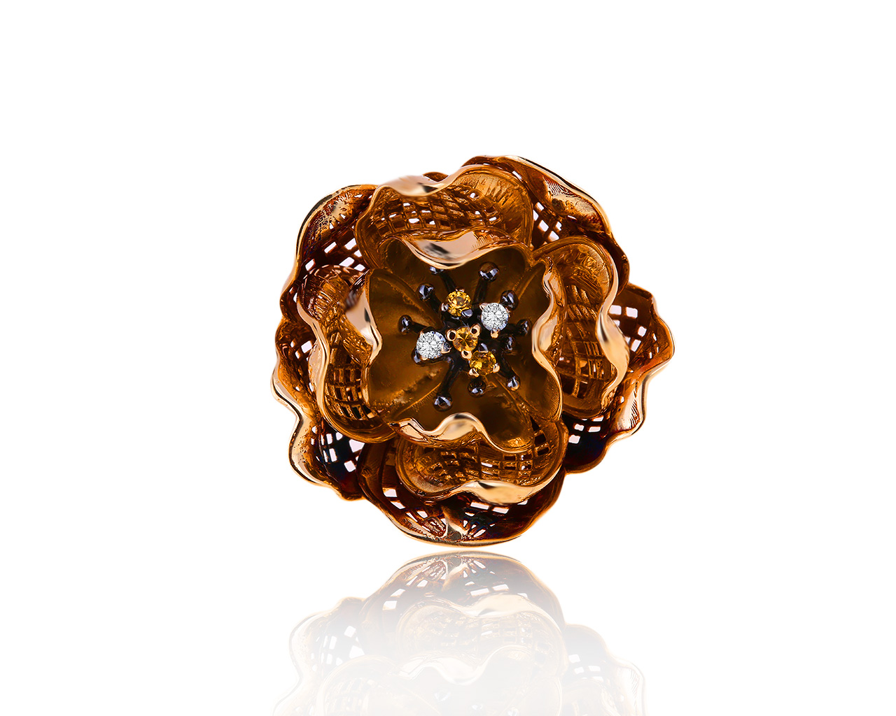 Оригинальное золотое кольцо с сапфирами 0.07ct Roberto Bravo