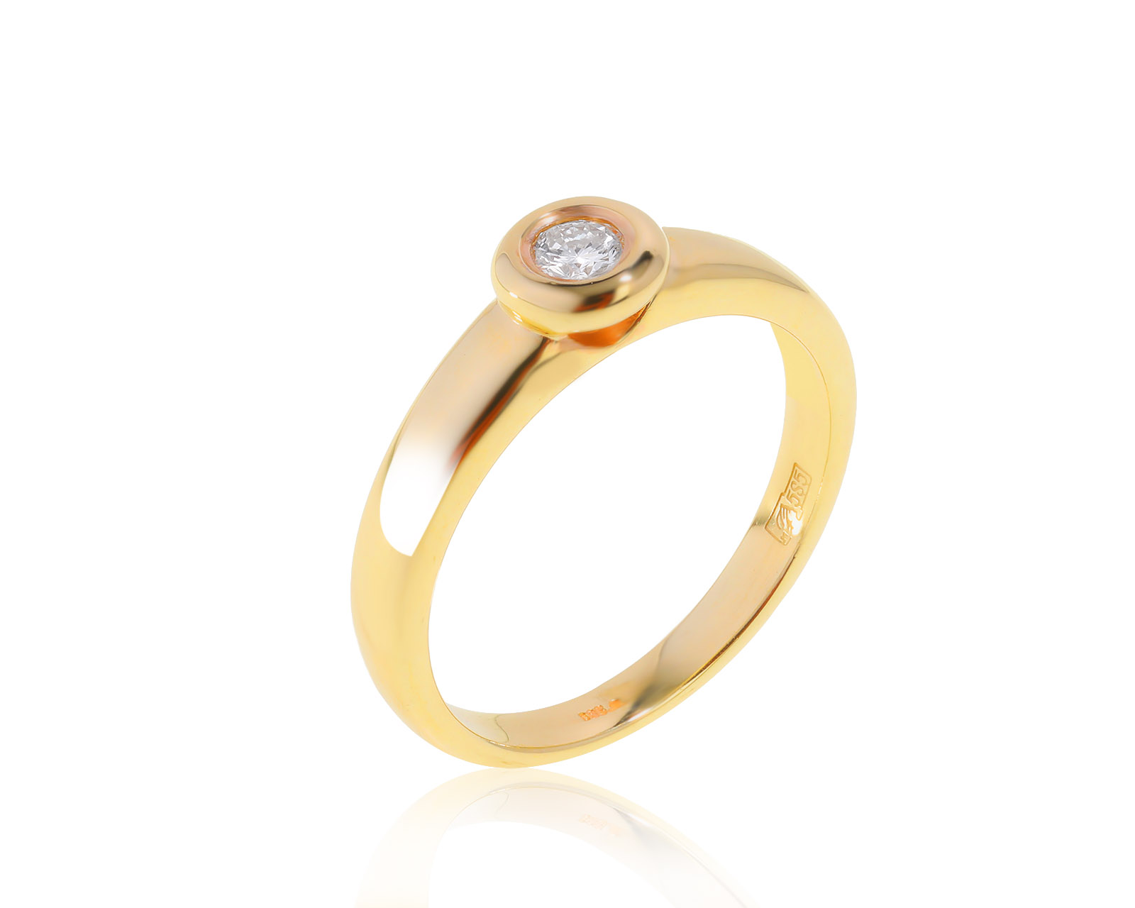 Элегантное золотое кольцо с бриллиантом 0.14ct