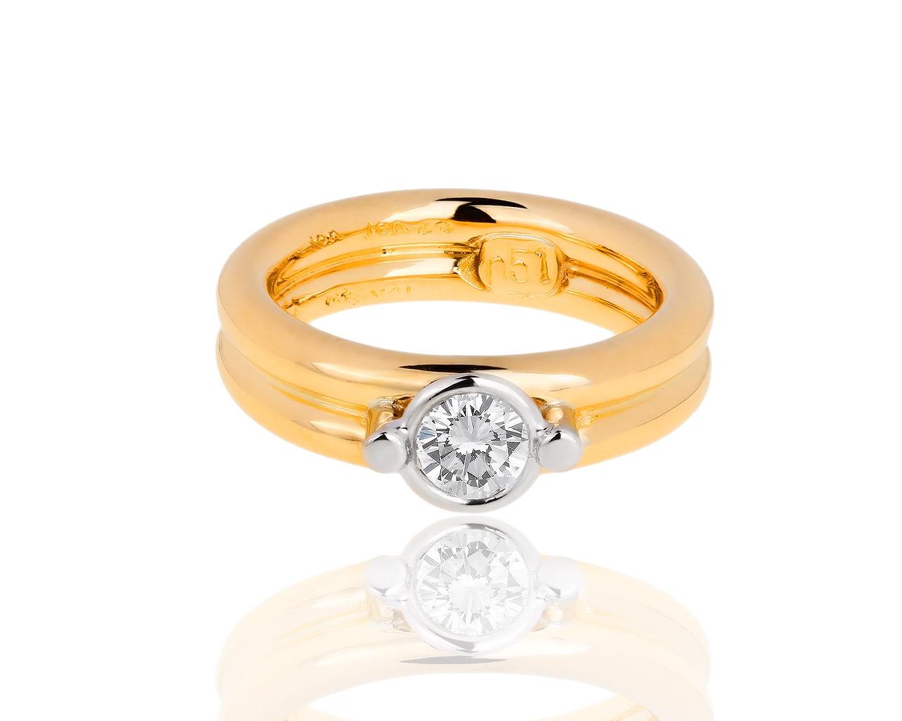 Массивное золотое кольцо с бриллиантом 0.54ct 200918/5