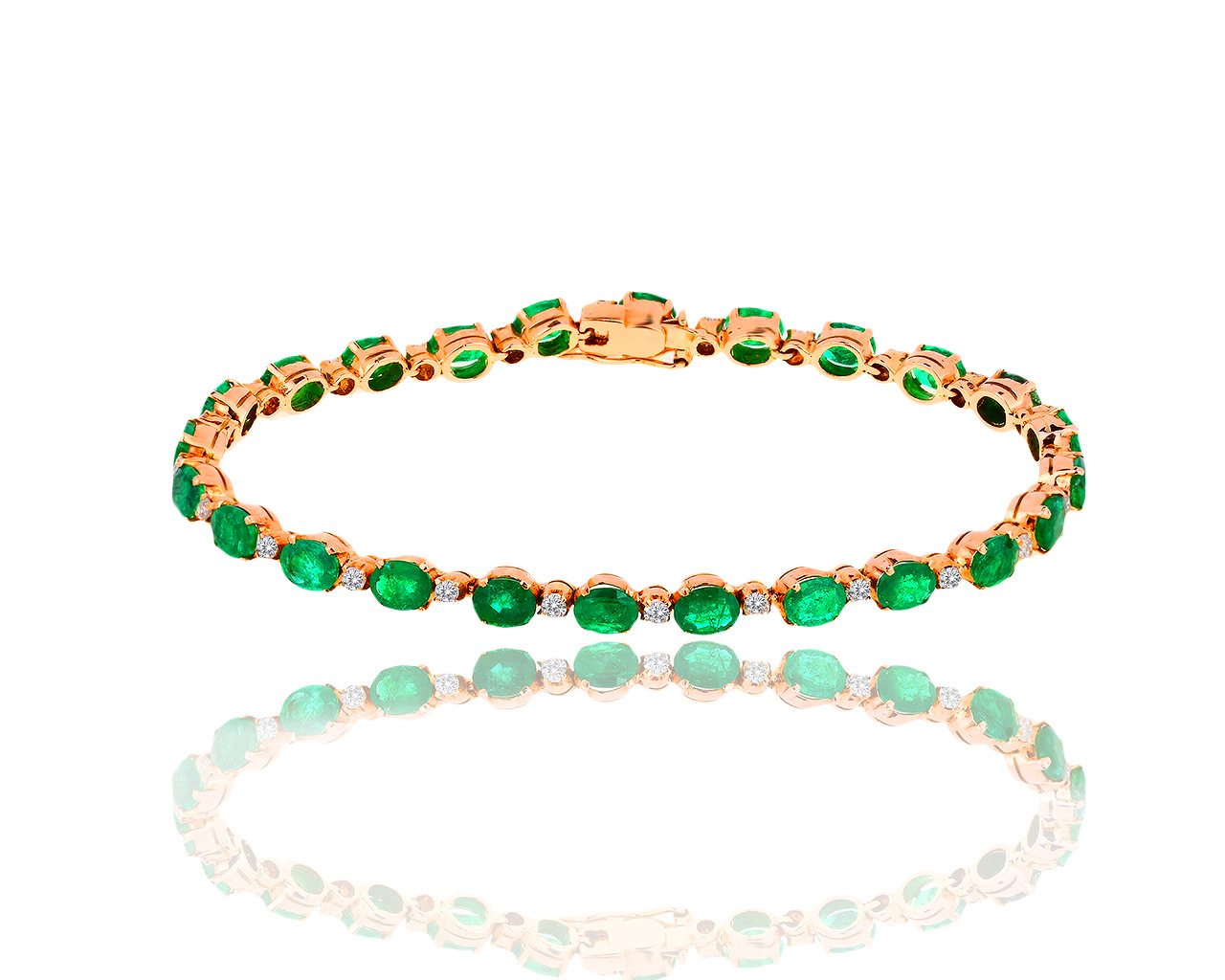 Золотой браслет с бриллиантами 0.75ct и изумрудами 7.20ct 190219/1