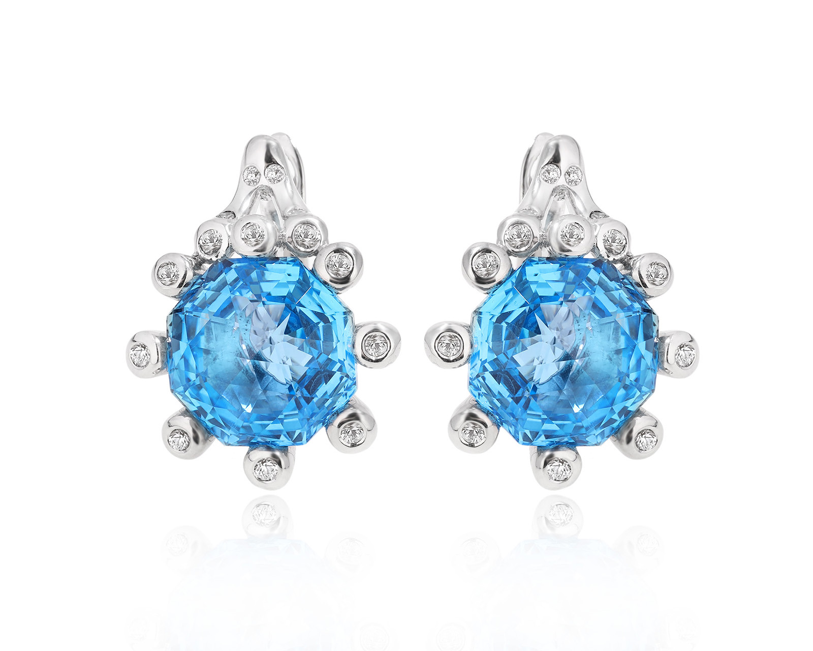 Золотые серьги с топазами 24.58ct и лейкосапфирами 0.51ct 101224/7