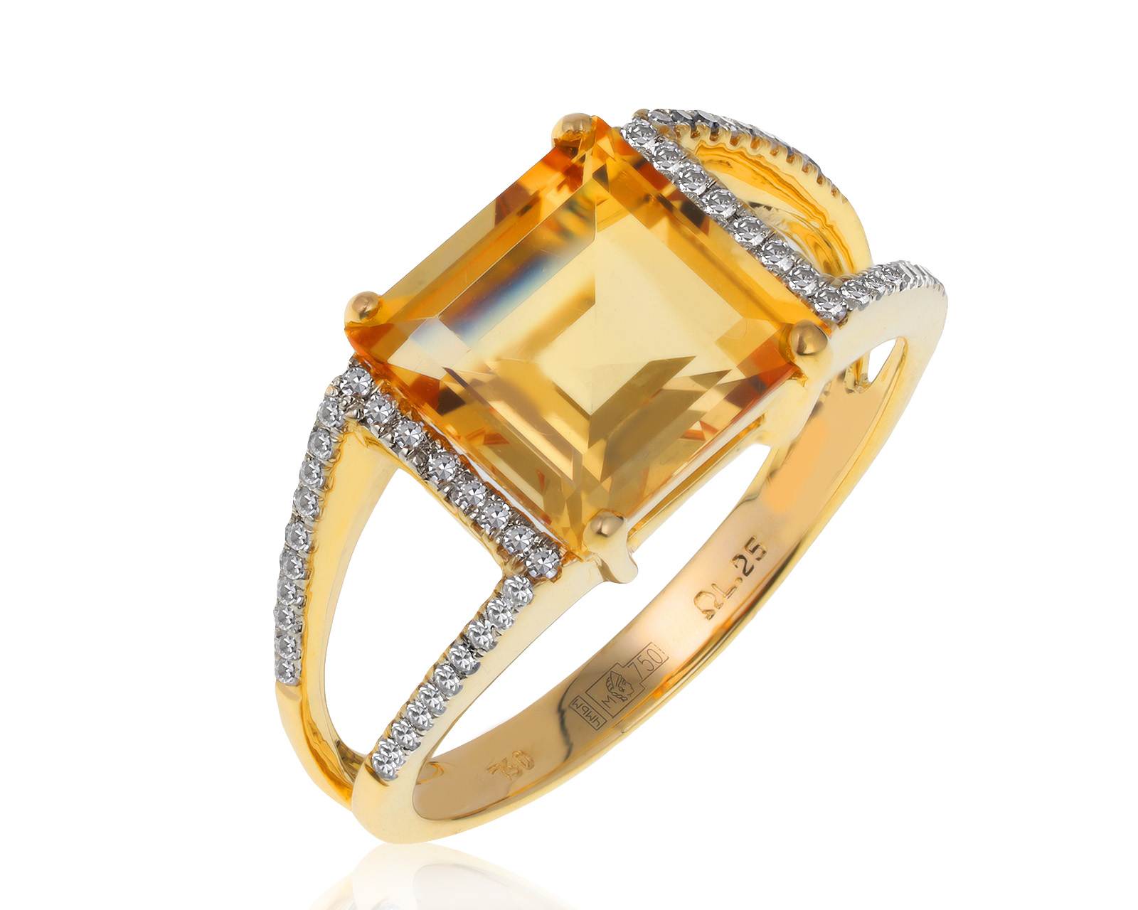 Изумительное золотое кольцо с цитрином 2.50ct