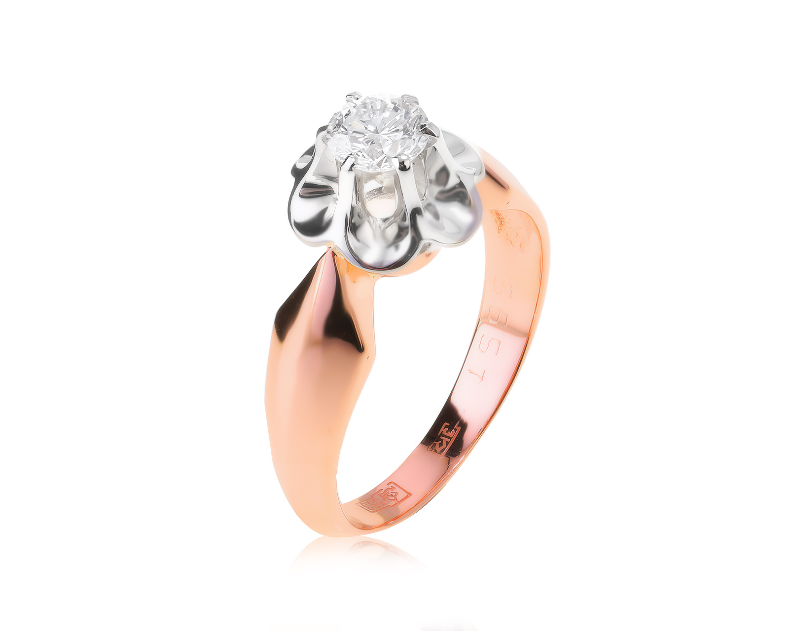 Золотое кольцо с бриллиантом 0.45ct СССР 190224/50