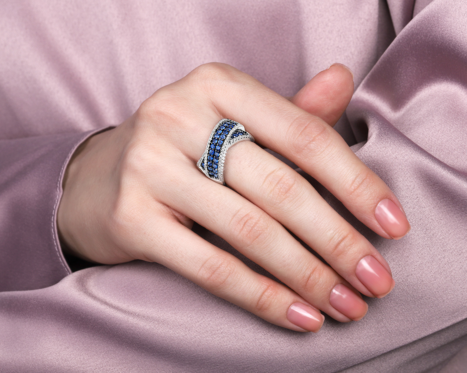 Золотое кольцо с сапфирами 1.72ct и бриллиантами 0.33ct