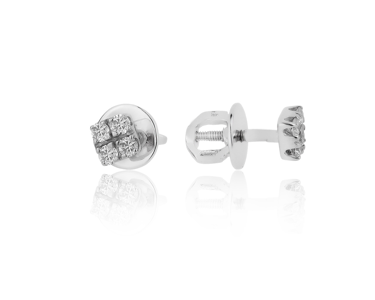 Прекрасные золотые серьги с бриллиантами 0.24ct