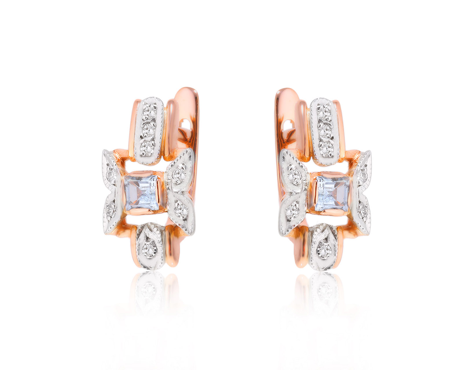 Золотые серьги с топазами 0.40ct и бриллиантами 0.10ct 011024/14