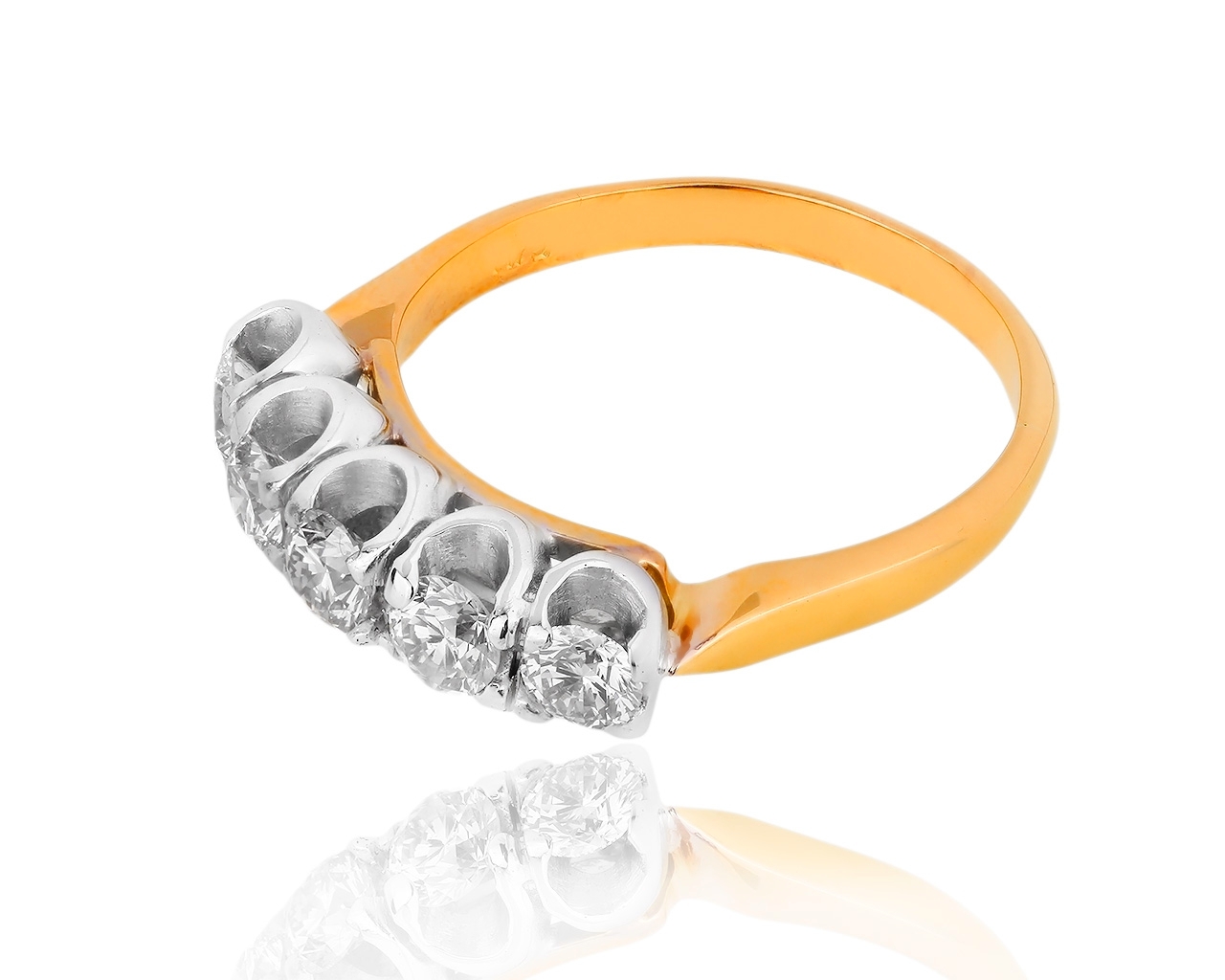 Винтажное золотое кольцо с бриллиантами 1.48ct
