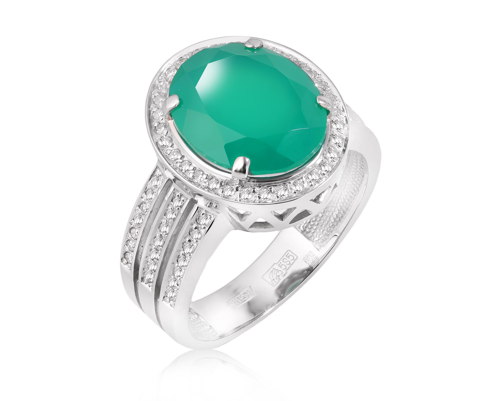 Золотое кольцо с халцедоном 4.40ct и бриллиантами 0.22ct 180925/6