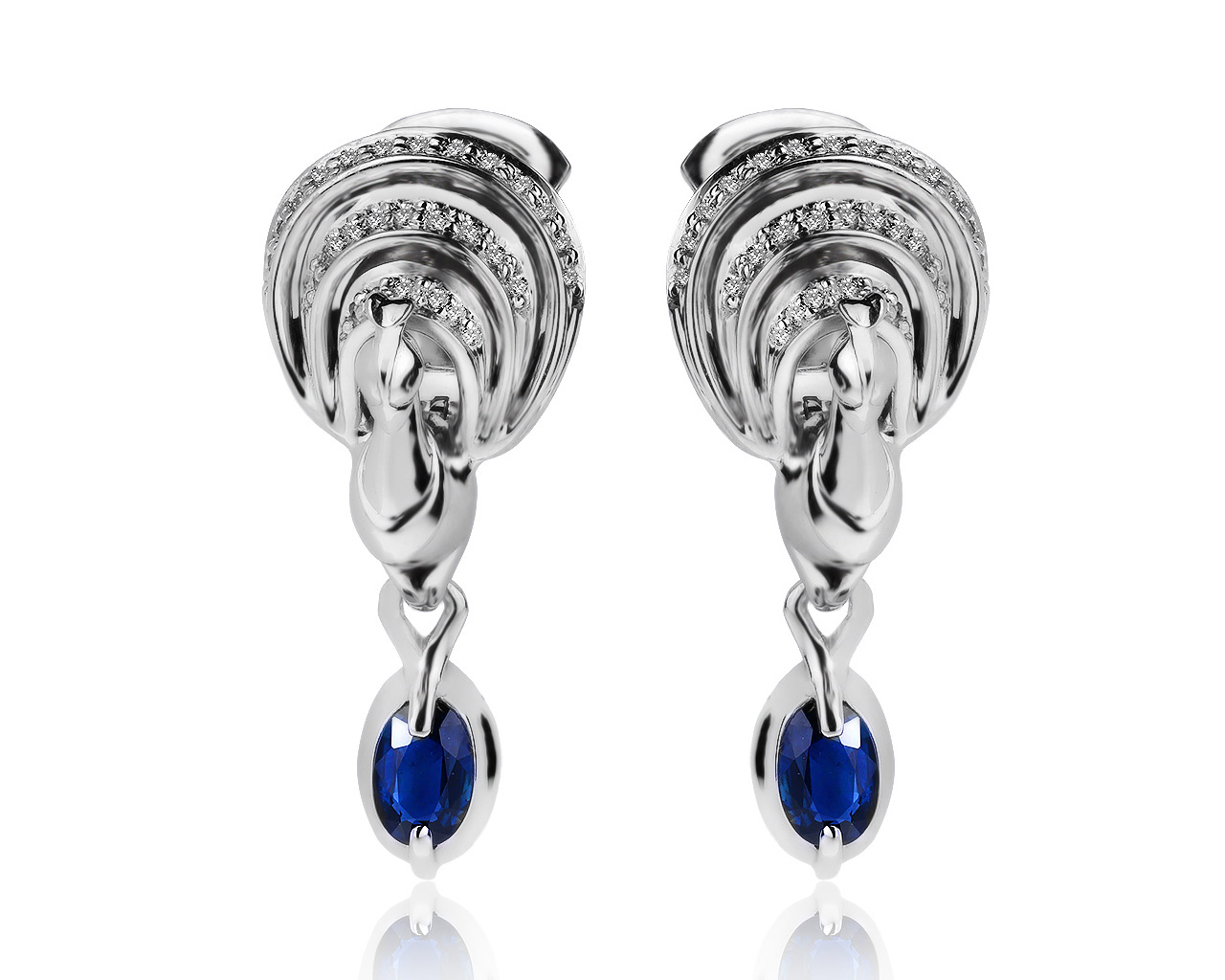 Великолепные золотые серьги с сапфирами 0.75ct 200320/5