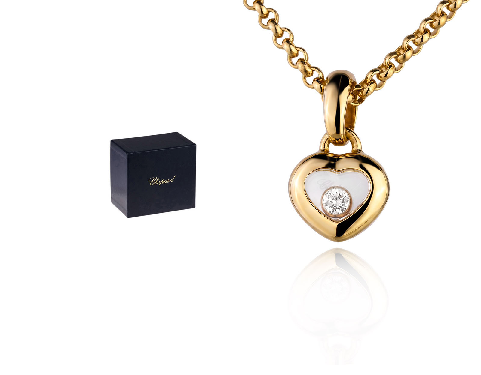 Оригинальный золотой кулон с бриллиантом 0.05ct Chopard Happy Diamonds