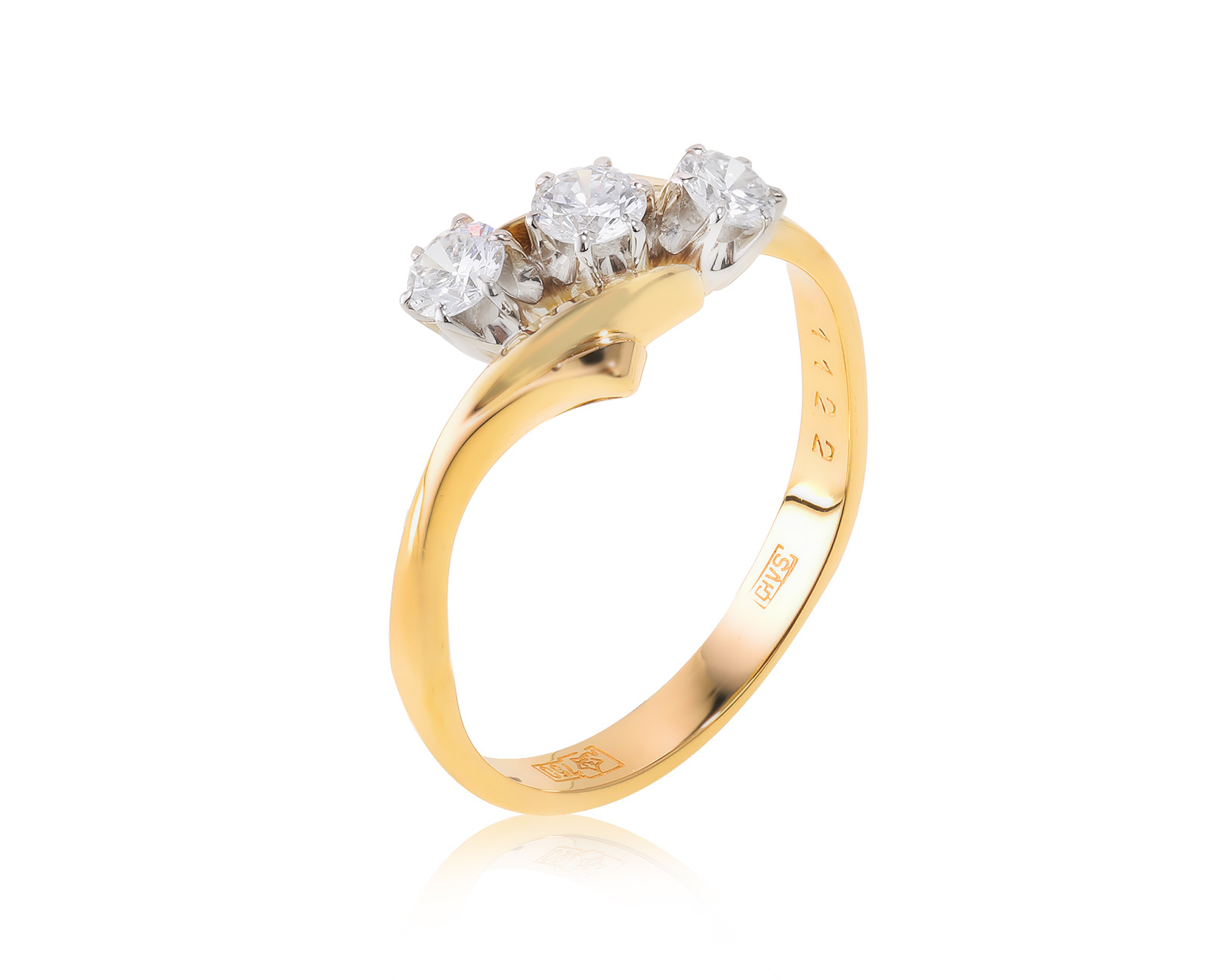 Золотое кольцо с бриллиантами 0.39ct СССР 230723/6