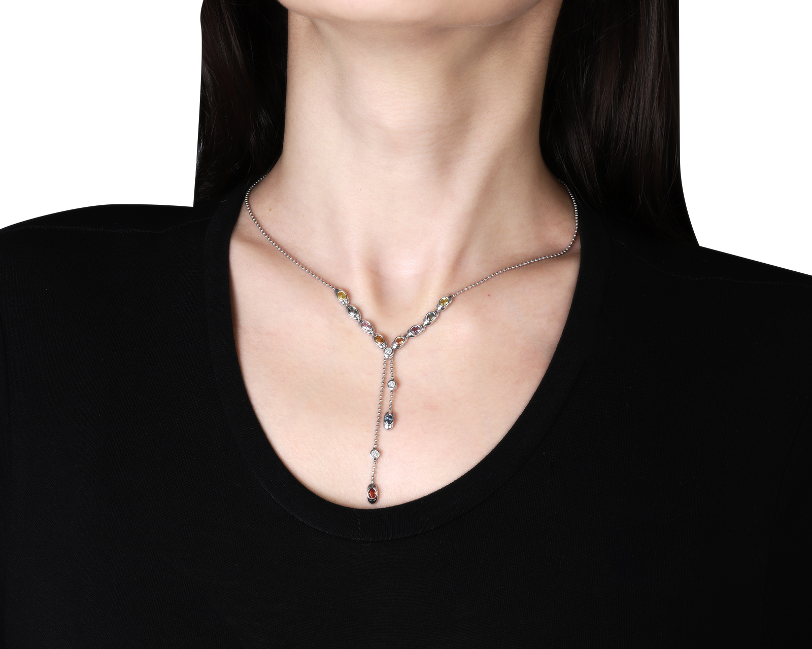 Золотое колье с цветными сапфирами 2.50ct