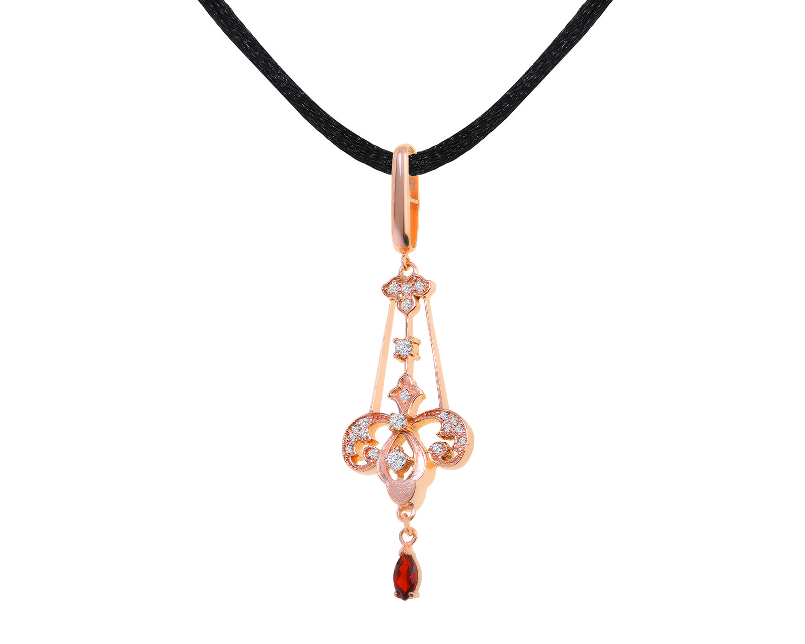 Богатый золотой кулон с гранатом 0.25ct 110322/1