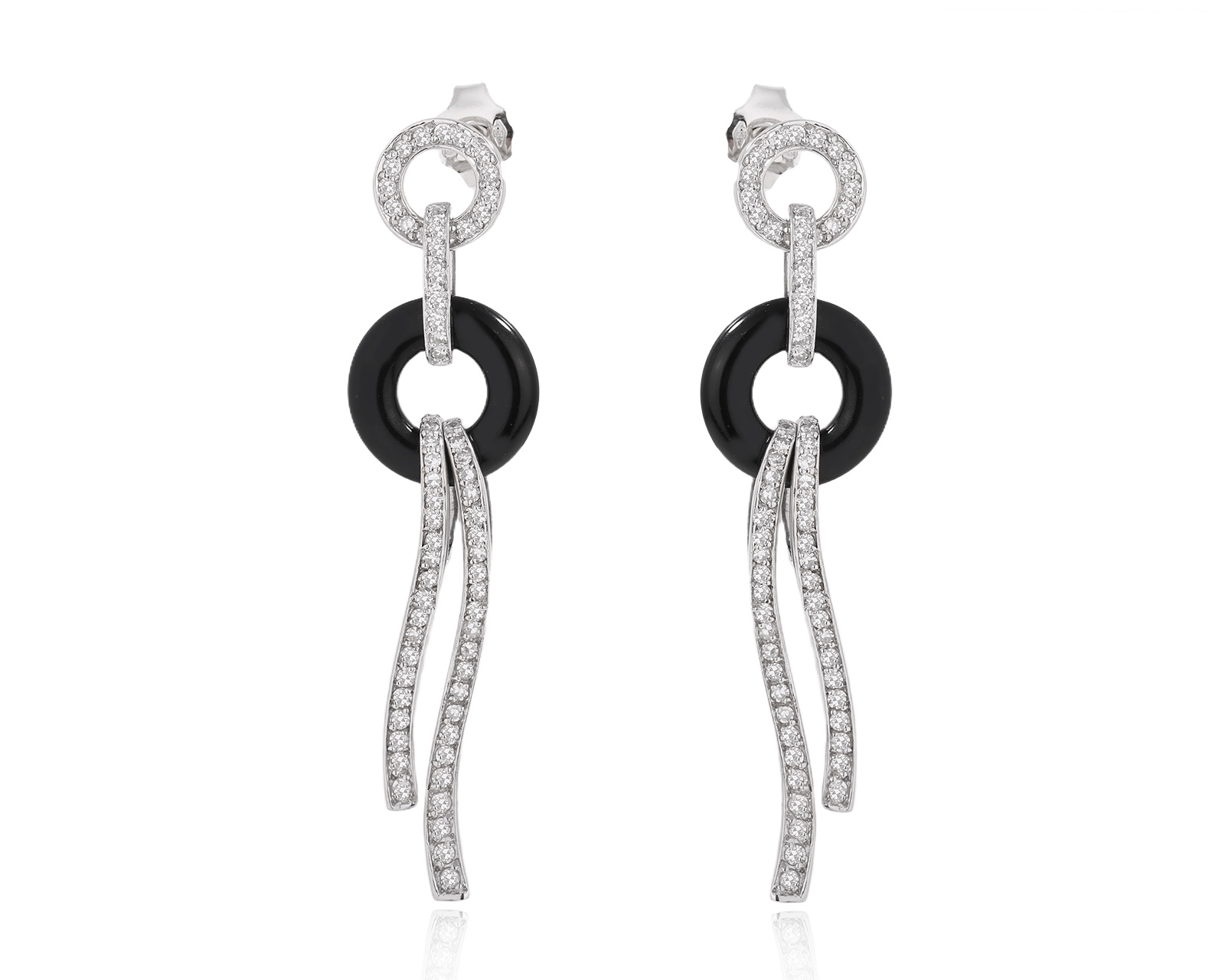 Оригинальные золотые серьги с ониксом 2.00ct Ikebana Preziosi 171024/18 Оригинальные золотые серьги с ониксом 2.00ct Ikebana Preziosi 171024/18