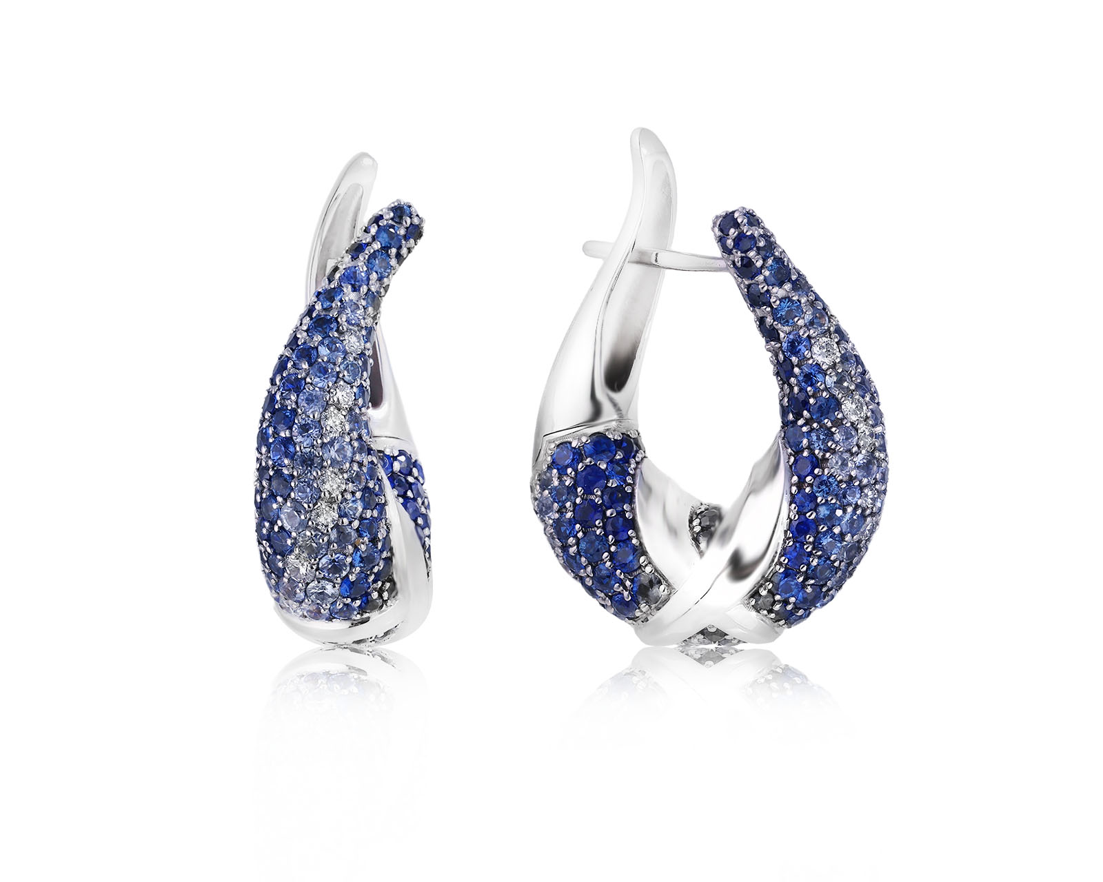 Оригинальные золотые серьги с сапфирами 8.53ct Mousson New Age