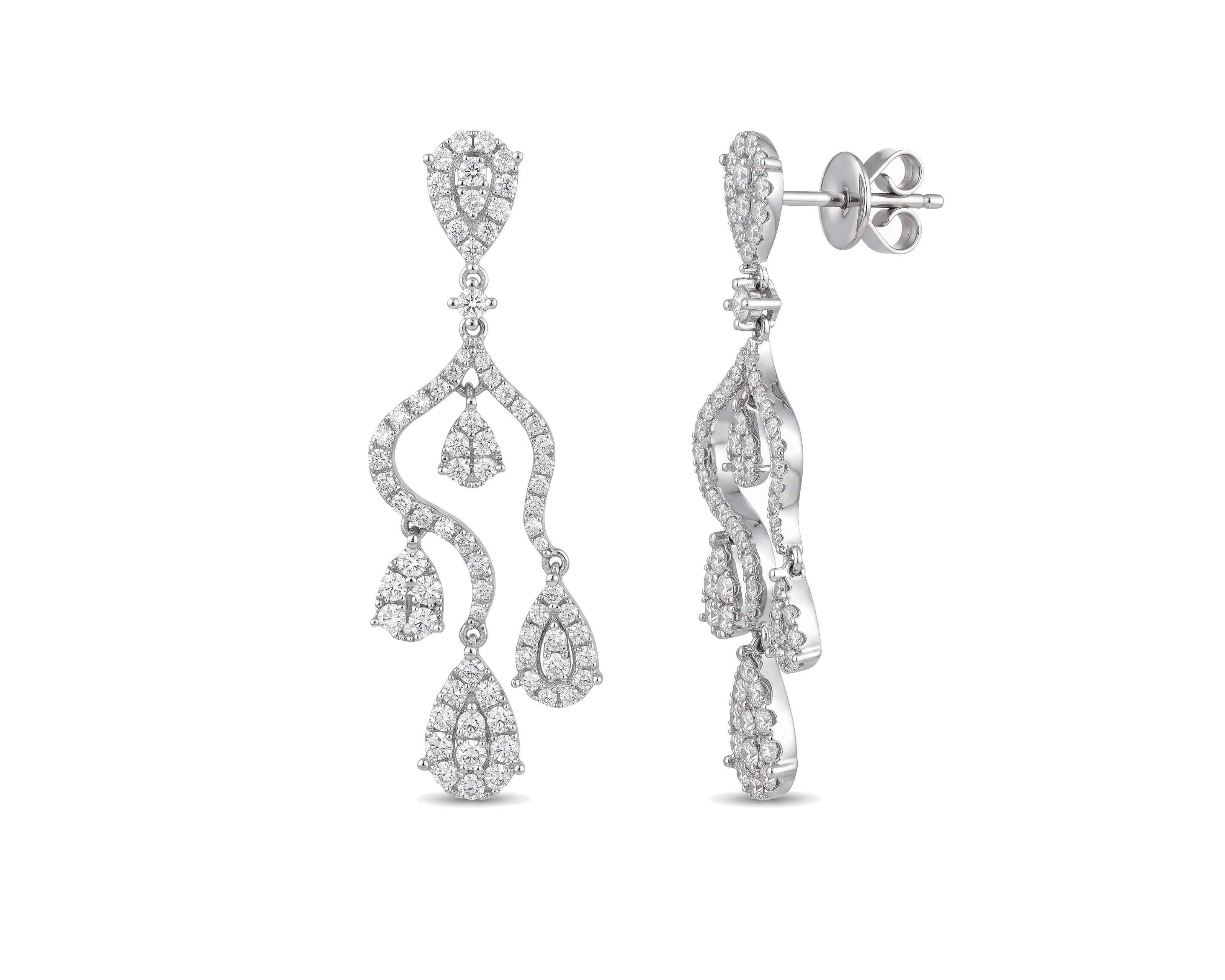 Золотые серьги с бриллиантами 1.72ct