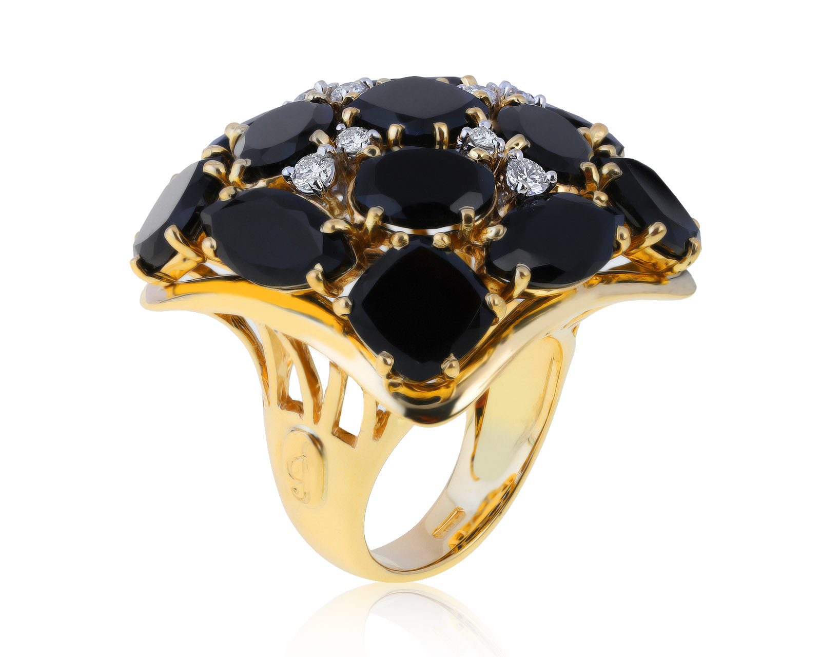 Оригинальное золотое кольцо с ониксами 24.42ct Giampiero Fiorini