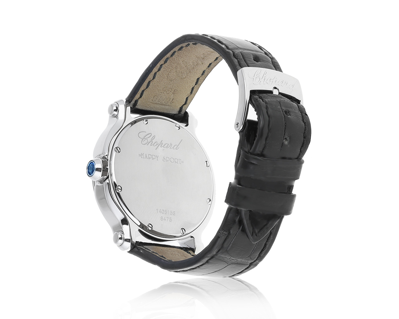 Оригинальные стальные часы с бриллиантами 0.39ct Chopard Happy Sport