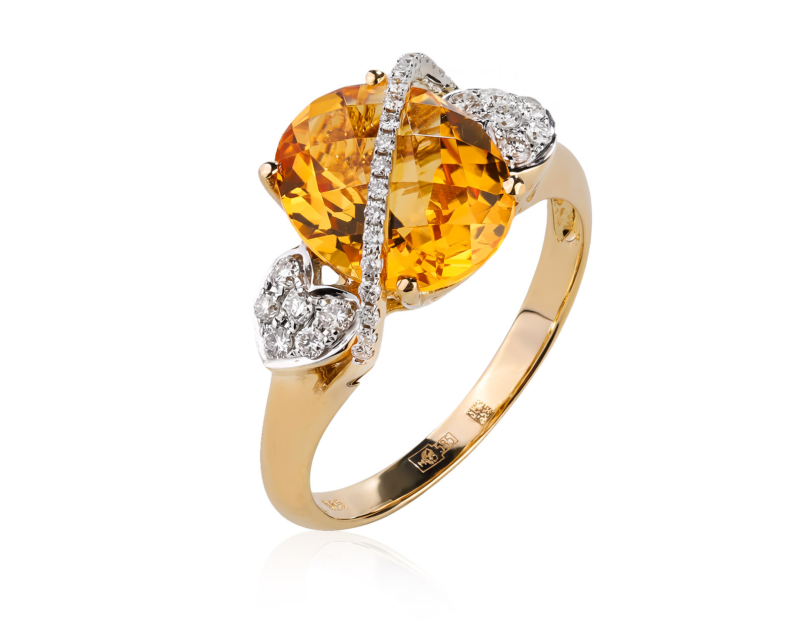 Золотое кольцо с цитрином 3.12ct и бриллиантами 0.23ct 070626/3
