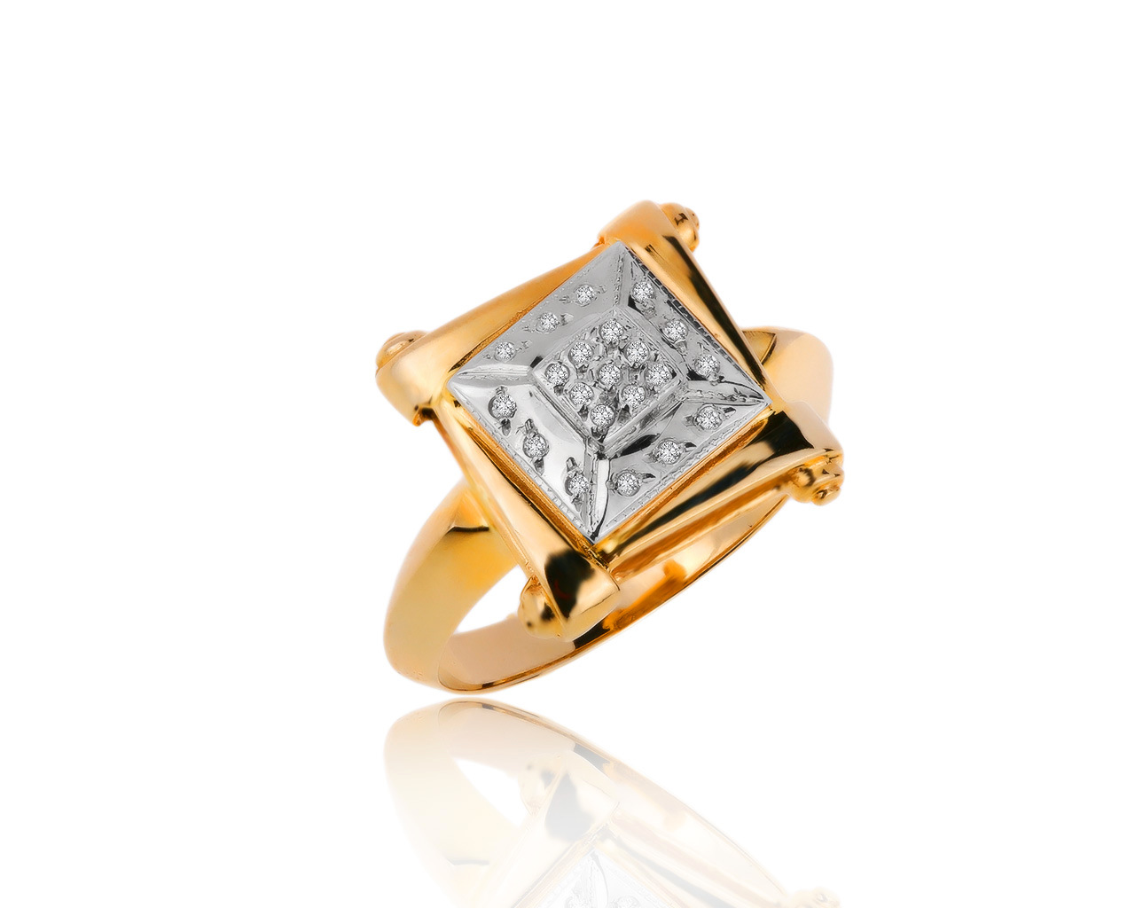 Изящное золотое кольцо с бриллиантами 0.06ct 090817/2