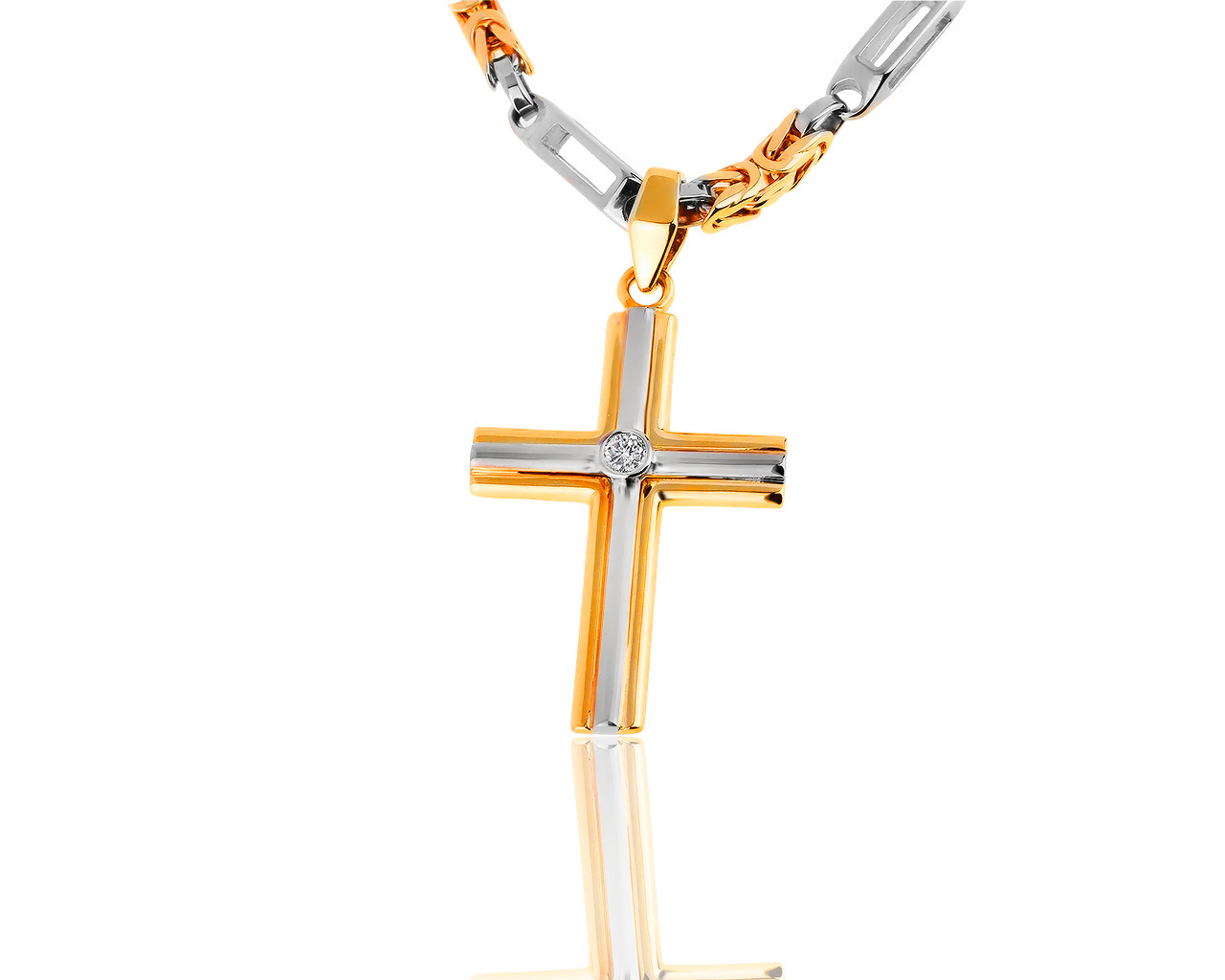 Итальянский золотой крест с бриллиантом 0.10ct 100419/9