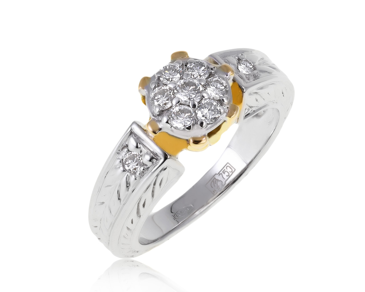 Престижное золотое кольцо с бриллиантами 0.37ct