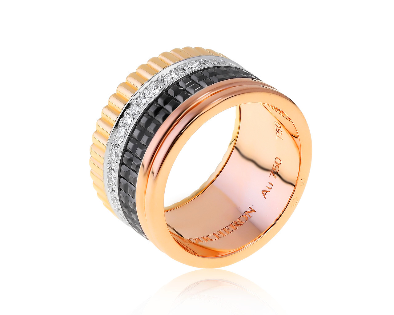 Оригинальное золотое кольцо с бриллиантами 0.48ct Boucheron Quatro