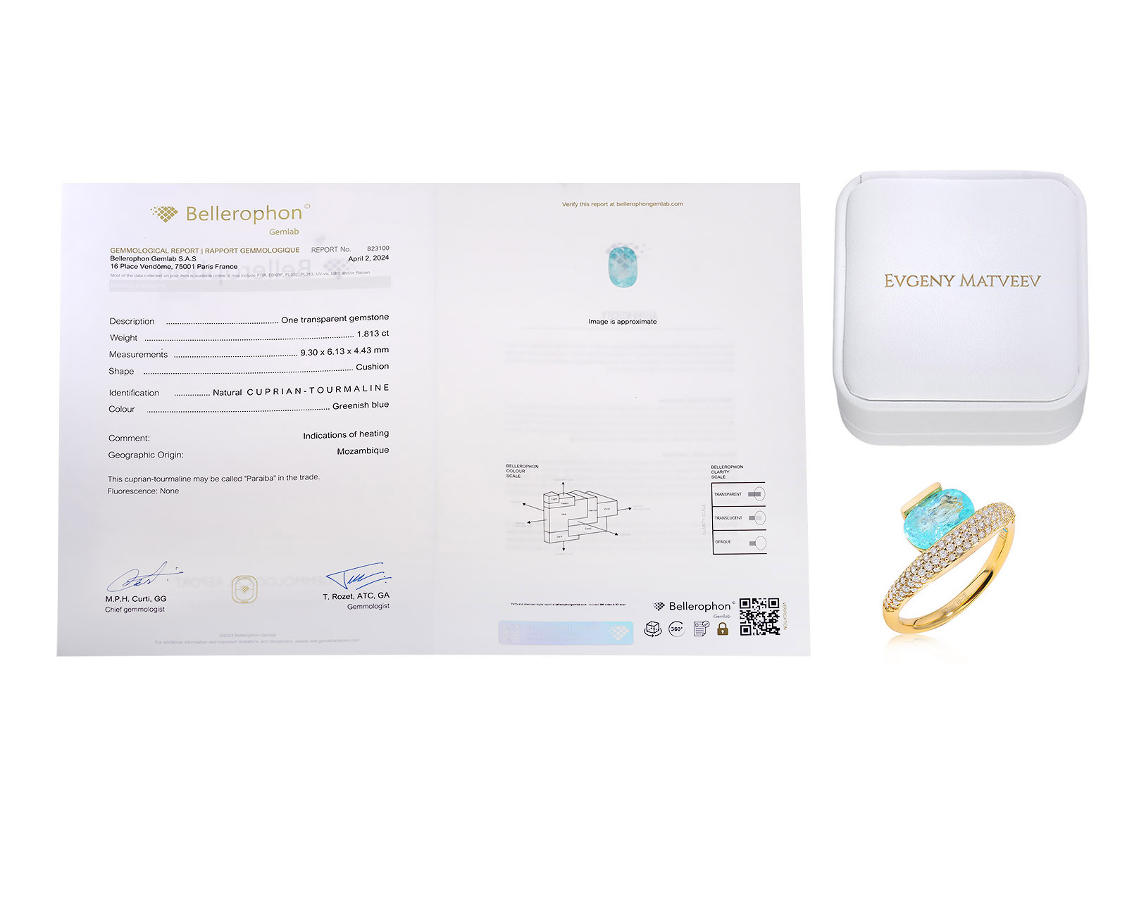 Золотое кольцо с турмалинами параиба 1.82ct Evgeny Matveev