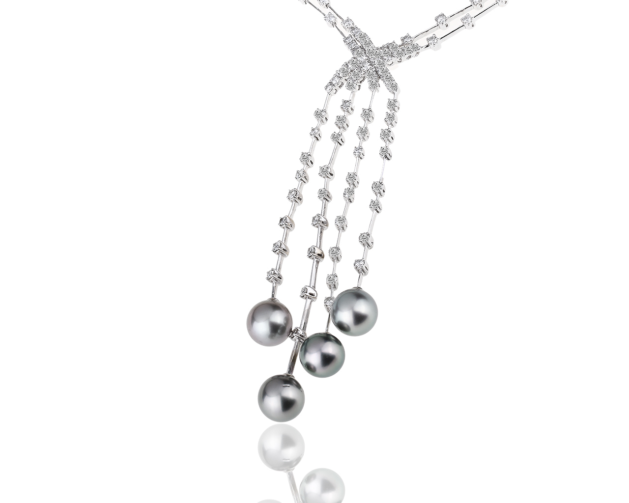 Золотое колье с жемчугом и бриллиантами 4.08ct 270319/4