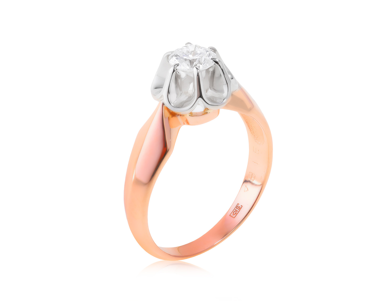 Золотое кольцо с бриллиантом 0.67ct СССР 110723/3