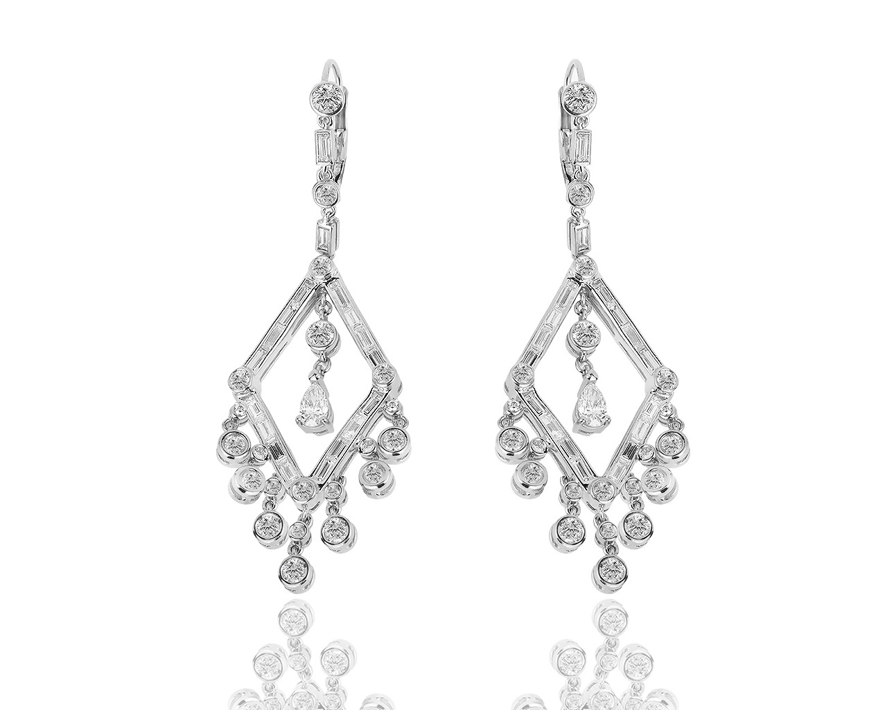 Оригинальные платиновые серьги с бриллиантами 3.12ct Vera Wang 160419/19