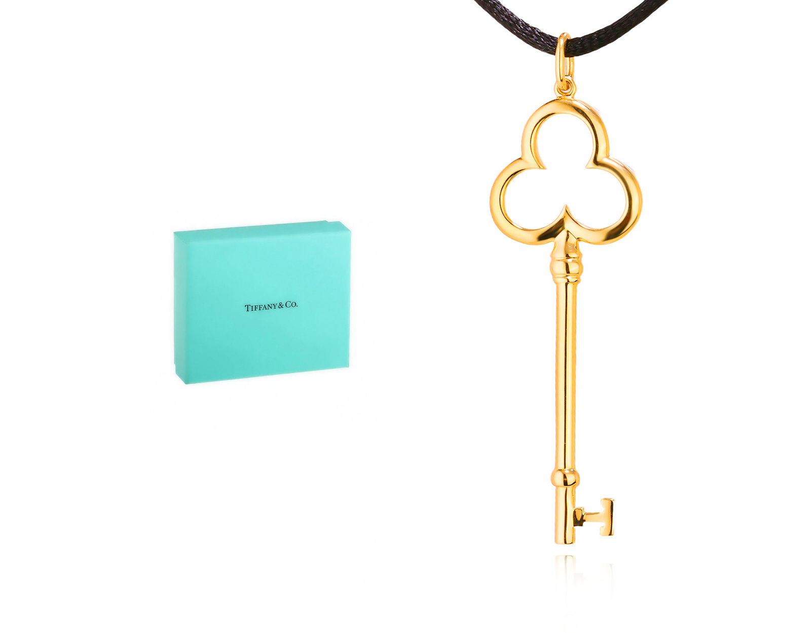 Оригинальный золотой кулон Tiffany&Co Trefoil Key