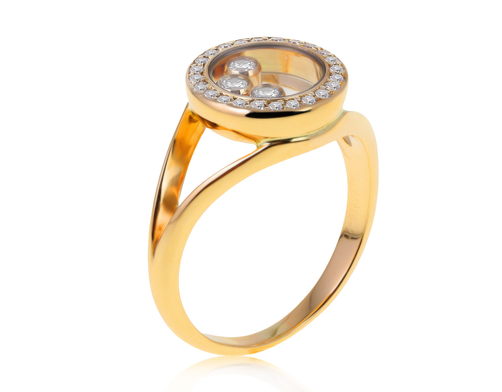 Оригинальное золотое кольцо с бриллиантами 0.27ct Chopard Happy Diamond 240621/1