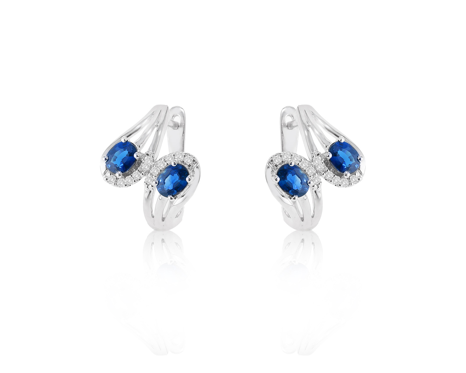 Золотые серьги с сапфирами 1.28ct