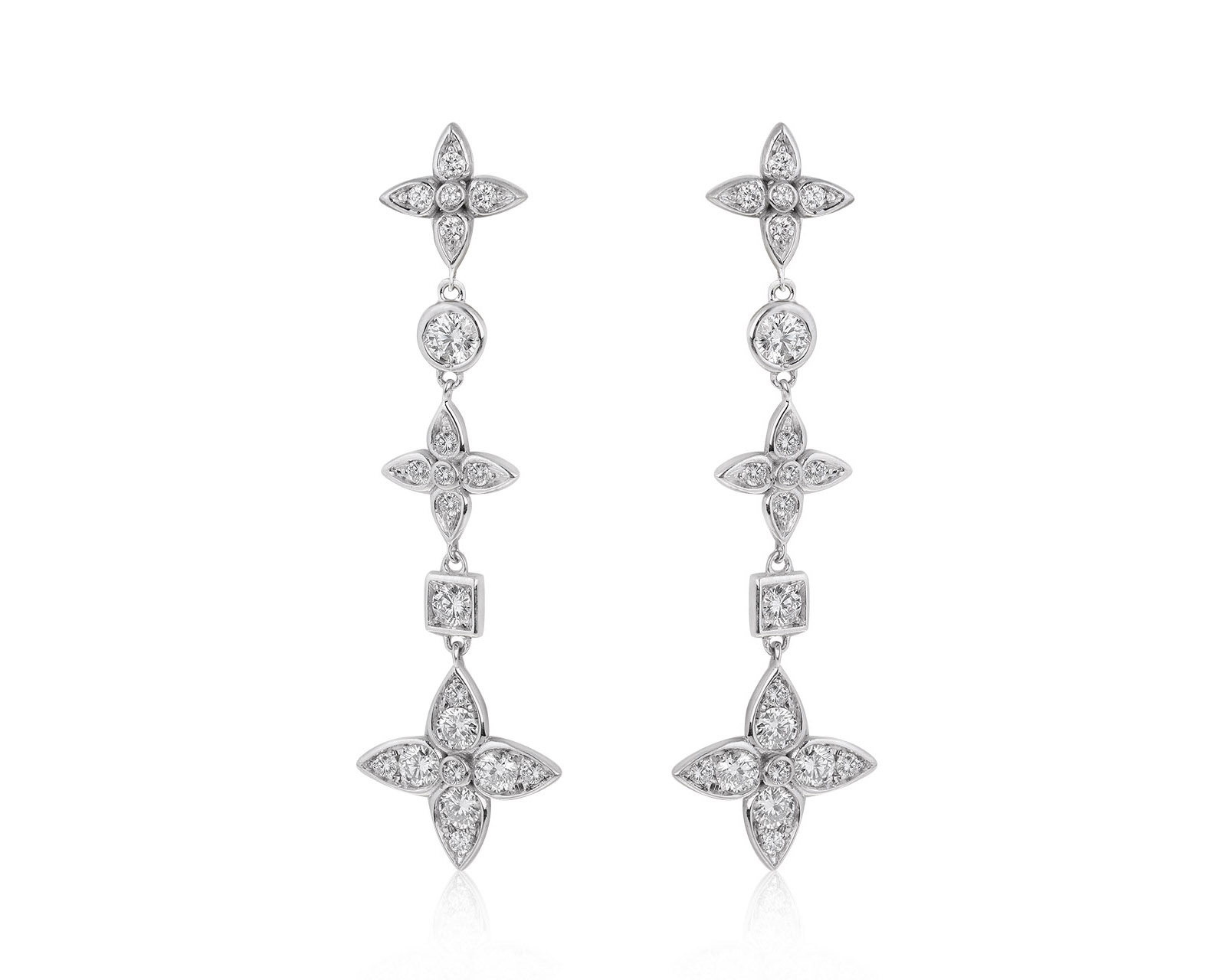 Роскошные золотые серьги с бриллиантами 1.64ct