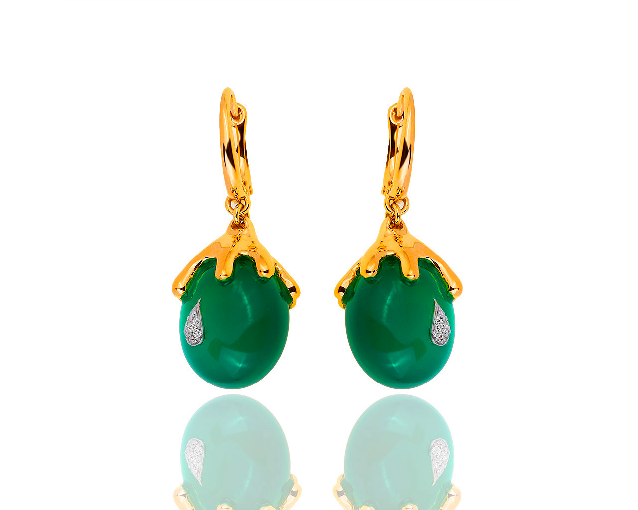 Золотые серьги с халцедонами и бриллиантами 0.06ct Nanis 210319/2