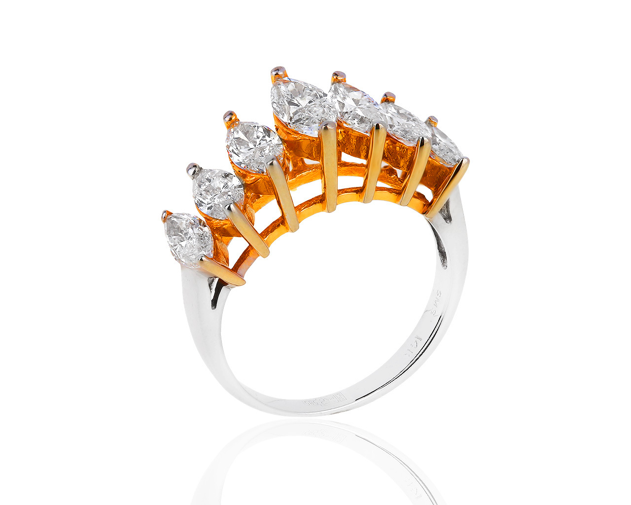 Стильное золотое кольцо с бриллиантами 1.66ct