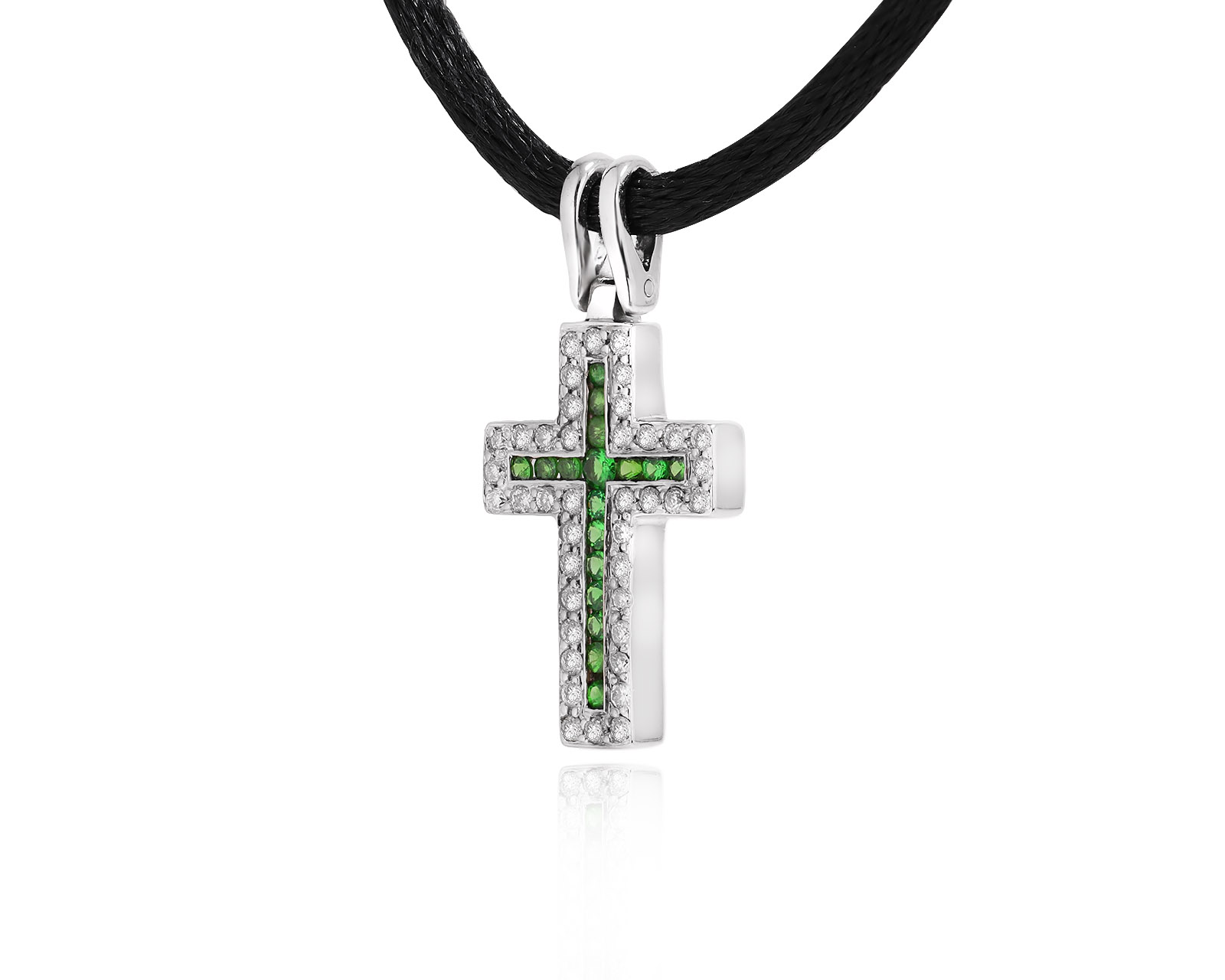 Золотой кулон с тсаворитами 0.20ct и бриллиантами 0.25ct