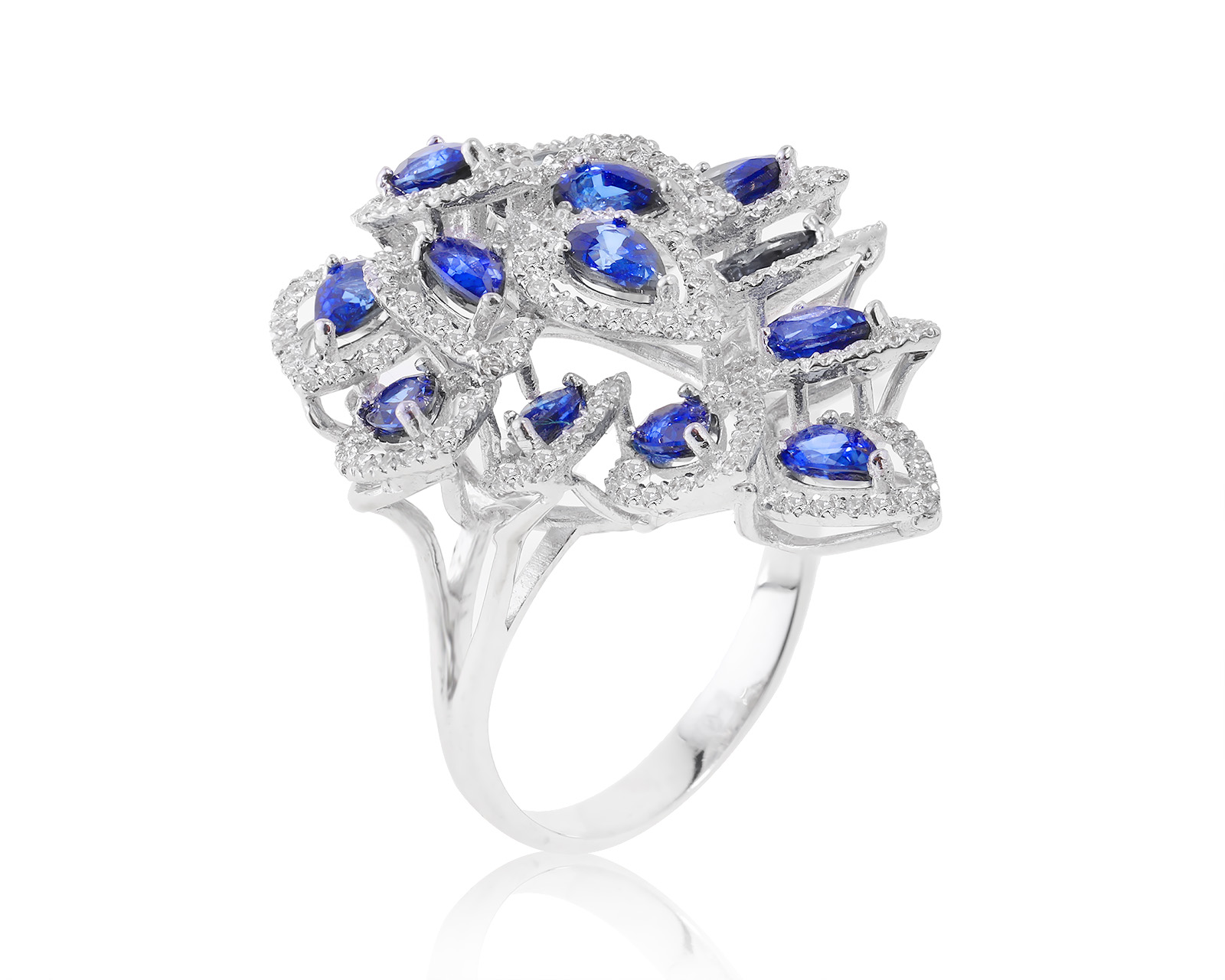 Золотое кольцо с сапфирами 3.51ct и бриллиантами 0.83ct 240523/8