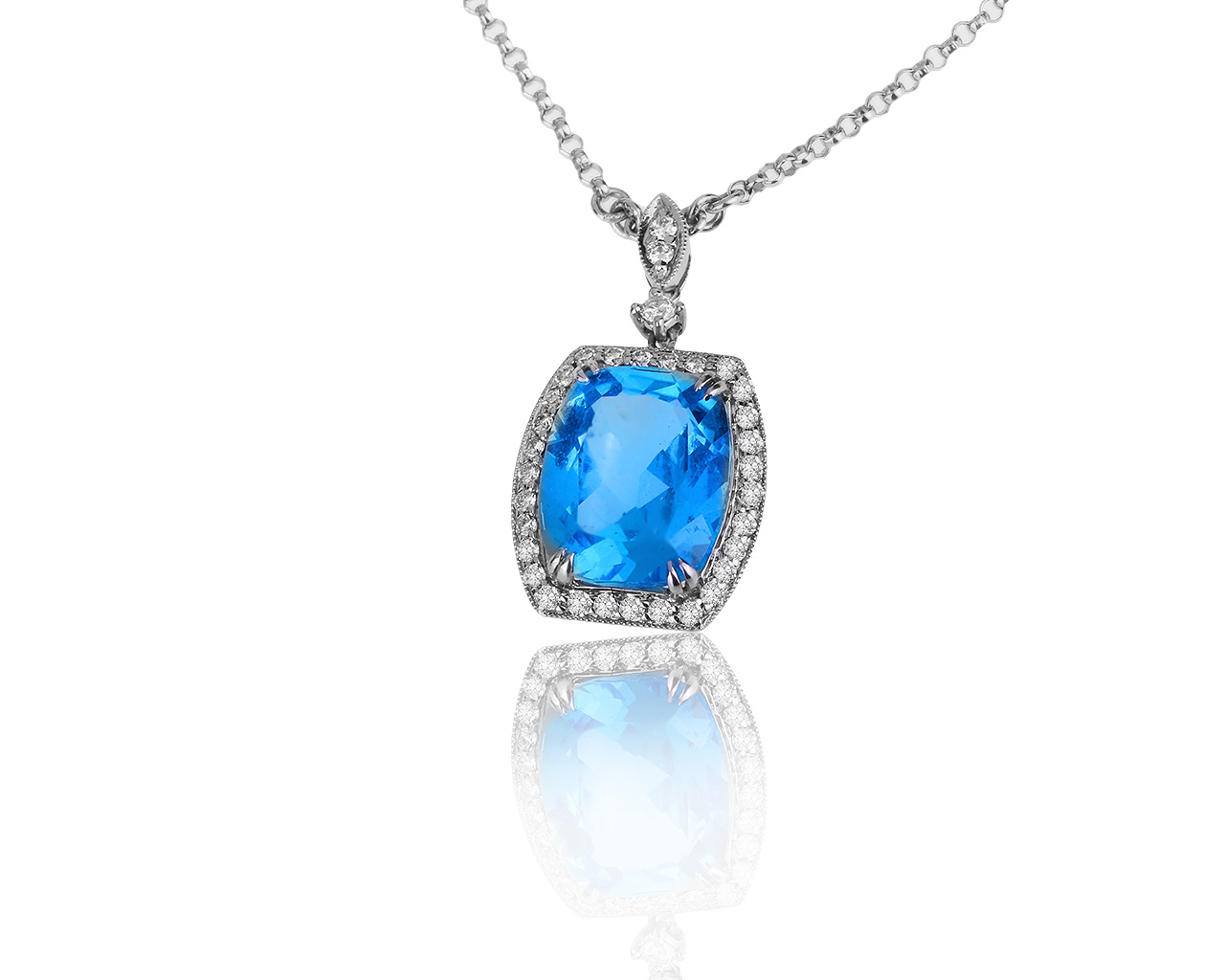 Женственный золотой кулон с синтетическим топазом 130120/6